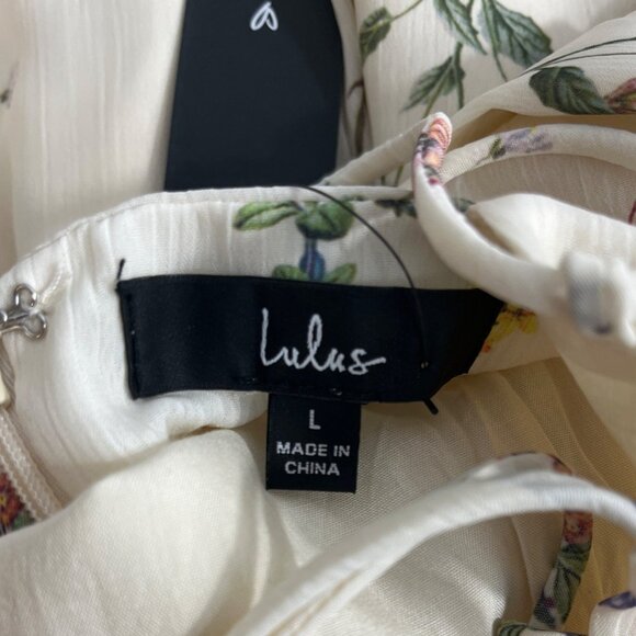 Lulus Women's Beige Summer Flower Print Slip Short Dress Sz L - New - Picture 8 of 10